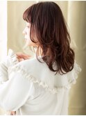 チェリーレッド大人可愛い波巻き毛先パーマA0上尾20代30代