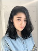 学生限定　黒髪直毛にエアウェーブで柔らかめミディアム