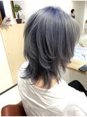 【お客様スタイル】ルーツカラー×ブルーシルバー×ウルフカット