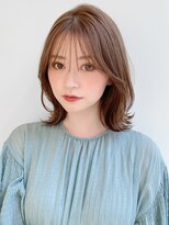小顔前髪Aラインボブイヤリングカラーかきあげマロンベージュ♪