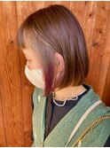 ボブ×インナーカラー/ワインレッド/刈り上げボブ◎30代40代50代