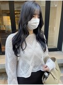 【松本咲花】韓国風黒髪ロング/暗髪ラベンダーグレージュ/就活