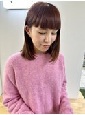 ロブ ワイドバング オレンジカラー 水素カラー