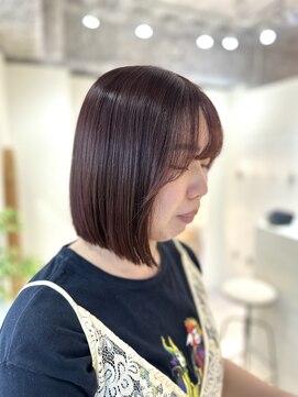 ジーナ 博多筑紫口(Zina) 【tama】ワインレッド×ボブ