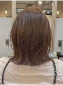 ブリーチなし秋色カラーオリーブカラーミディアムレイヤー