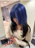 Blue × roots color ブリーチ2回~