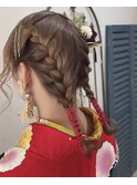 ensue京都◇紐アレンジ編みこみ成人式ヘアセット アレンジ◇中島