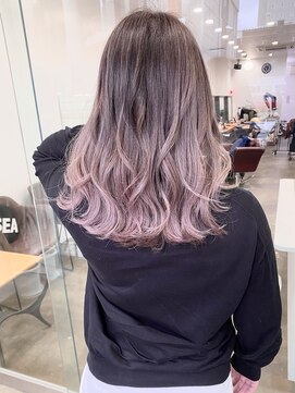 ワンスタイル(One style) 白髪活かしバレイヤージュ ホワイトピンク