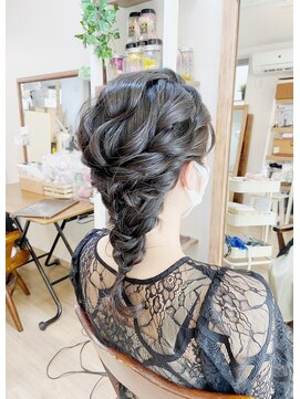 ロカット サロン(Roquat Salon) 黒髪あみおろしアレンジ　【ヘアアレンジ/立川/浴衣/エクステ】