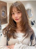 韓国ヘアーハッシュカットレイヤーカットグレージュブリーチ無し