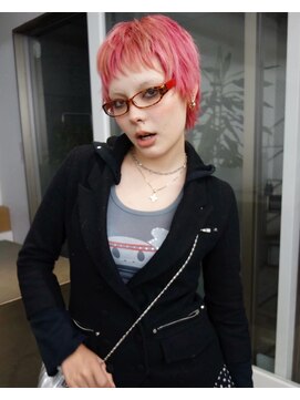 レコ 渋谷(LECO) ピンクネオンライトピンクショートレイヤーハイトーン