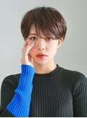 切りっぱなしショート・ボブ/絶壁解消/前髪なし/40代/30代/丸顔