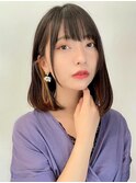 イヤリングカラーブルーブラック内巻きミディアム地毛風カラー