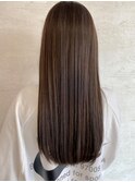 サラ髪ストレート×ハイライト×グレージュ【ブリーチ必須】