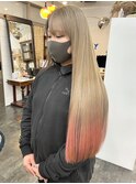 ホワイトベージュ×くすみピンク