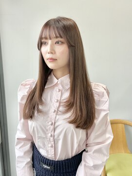 ヘアー アイス 御器所本店(HAIR ICI) 艶カラーベージュ小顔カット透明感顔周りレイヤーロング