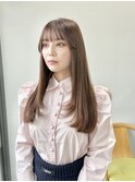 艶カラーベージュ小顔カット透明感顔周りレイヤーロング