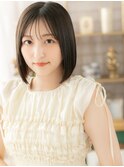 ツヤ感美髪アッシュブラック切りっぱなしボブh3川口20代30代40代