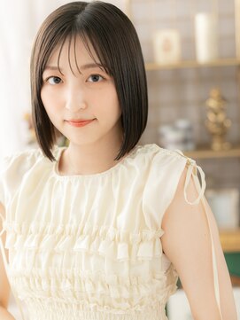 カバーヘア ブリス 川口(COVER HAIR bliss) ツヤ感美髪アッシュブラック切りっぱなしボブh3川口20代30代40代