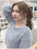 ミルクティーカラー：韓国顔周り前髪カット