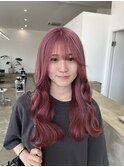 ピンクカラー10代20代30代ブリーチカラーロングハイトーン