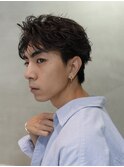原宿シャドウパーマ大人ビジネスメンズカットセンターパート30代