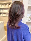 福山市美容室Caary 個性派ボルドーカラーのバレイヤージュ 