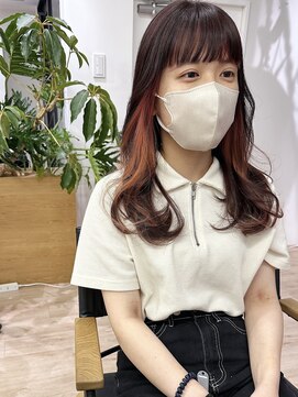 オーシャン(Ocean) ［Ocean Hair&Life 水田］ぱっつん前髪/サーモンピンクグラデ☆