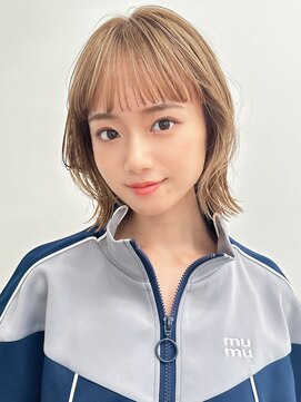 オーバーヘアー 倉敷店(over hair) 【overhair】切りっぱなしボブ×ミルクティーベージュ×ブリーチ