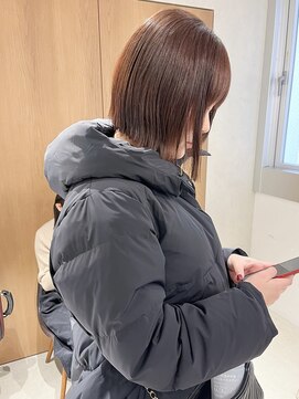 ラミエ バイ メルト 吉祥寺(lamie by melt) "久保田"外はねボブチョコレートブラウン切りっぱなしカット