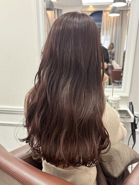 ヘアーアイスカルテット(HAIR ICI QUARTET) 20代30代40代ブリーチなしピンクベージュロングウェーブ