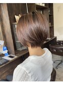 丸みボブ×グレージュ◎20代30代韓国風くびれボブ