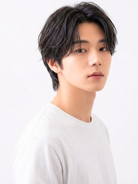 波巻きパーマ/センターパート/ニュアンスパーマ/メンズマッシュ