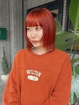 ソーイ ヘアー 平尾(soi hair)&nbsp;オレンジカラー×切りっぱなしボブ／平尾美容室