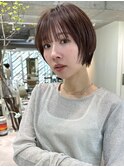 透明感カラー ボブ 前髪 ショート カラー ブリーチ&カラー