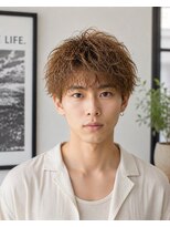 MEN's Baguz MEN'Sカット/ MEN'Sパーマ/ MEN'Sカラー ブラウン韓国風マッシュ束感ニュアンスパーマ