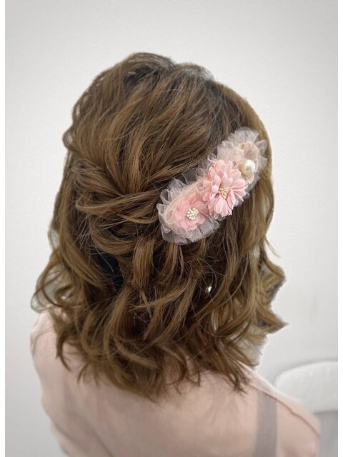 おろしアレンジのヘアセット