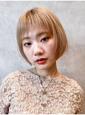 ミニボブ×ブロンドベージュ/デザインカラー/シルキーベージュ