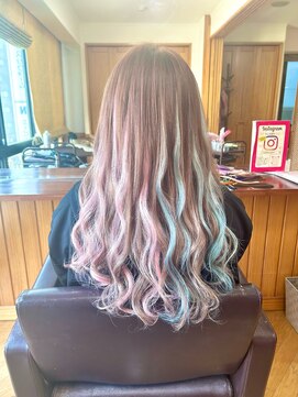 エクステンション クーチャー(Extention Cu'cha) ピンク×水色メッシュ