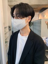 センターパートニュアンスパーマワンカールパーマ韓国コンマヘア