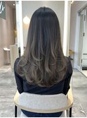 グラデーションカラー レイヤーカット グレージュカラー