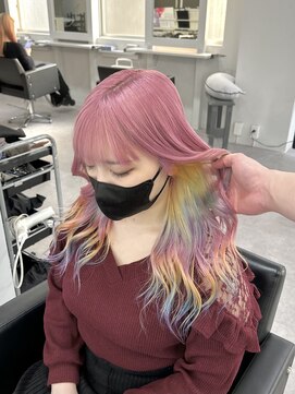 シェイロ(Cielro) ピンクカラー×レインボーカラー☆こなれミディアンブレラカラー