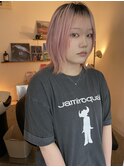 コーラルピンク/コントラストカラー/シースルーバング_下北沢