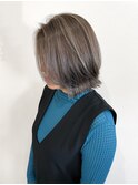くびれショートボブ40代50代グレイカラー白髪染め白髪ぼかし