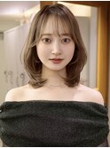 ミルクティーブロンド/ワンホンレイヤー/ニュアンスウルフ