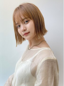 ゲーム 原宿店(GAME) 切りっぱなしボブ /ダブルカラー/ミルクティーベージュ/ボブ