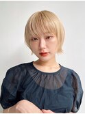 大人ショートボブ前髪ありフェイスレイヤー丸み外ハネ面長K0819