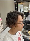 波巻きツイストスパイラルパーマ　アップバング　マンバンパーマ