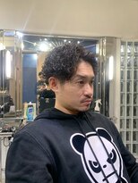 メリケンバーバーショップ フクオカ(MERICAN BARBERSHOP FUK)&nbsp;ハイライトマッシュパーマウルフアッシュブラック
