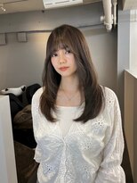 ノク 渋谷(nok) オリーブベージュ顔まわりレイヤーカット_カール